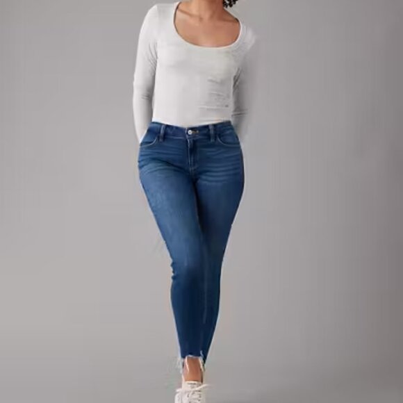 American Eagle Hi-Rise Jegging Crop Size 8 | Next Level Stretch | Dark Wash - Picture 1 of 12